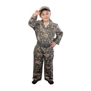Aeromax Jr Military Camouflage Child Suit with Cap and Belt, Boys Costume